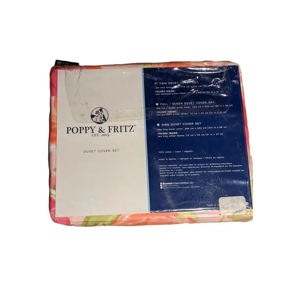 NEW Poppy & Fritz Twin Floral Duvet Cover Set With Sham